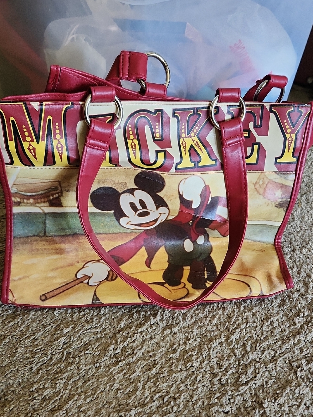 Source Unknown Red Mickey Graphic Shoulder Bag